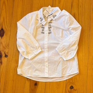 NWT Tommy Bahama White Shirt with Silver Embellishments